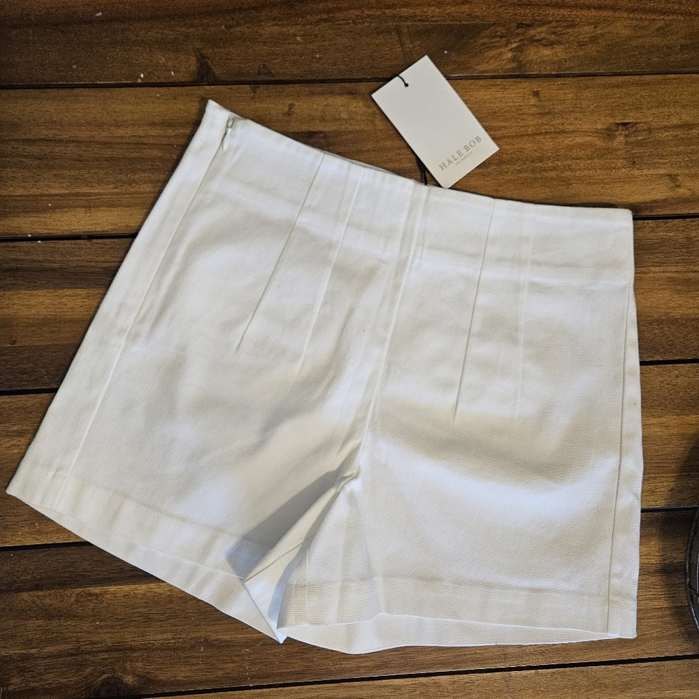 Hale Bob White High Rise Tailored Shorts Pockets Size XS New With Tags